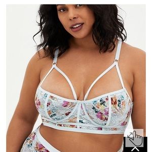 Torrid Blue Floral Strappy Bralette and Panty Set